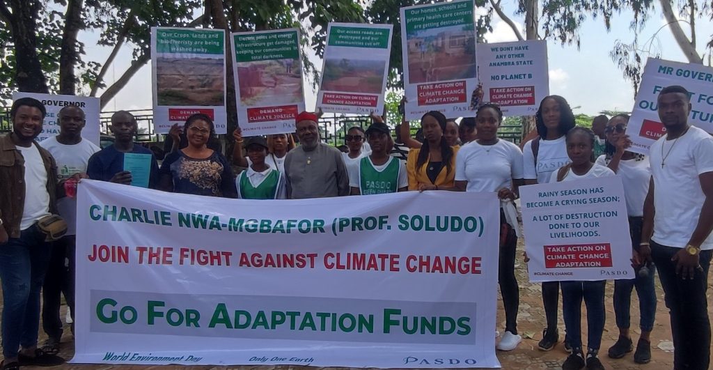 Staff of Anambra State Ministry of Environment and PASDO Climate Activists during a Climate Change Awareness Rally to the Ministry 